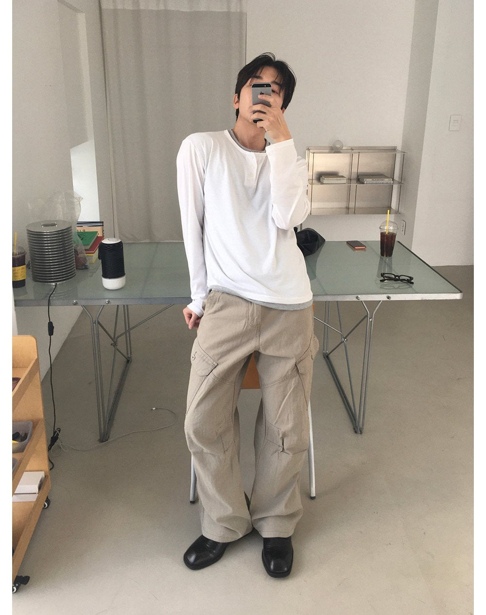 Cropped Layered Henley Neck Tee