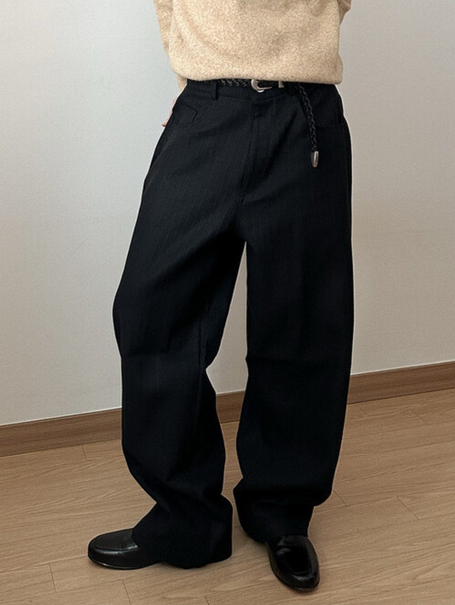 Balloon Stripe Tapered Denim Pants