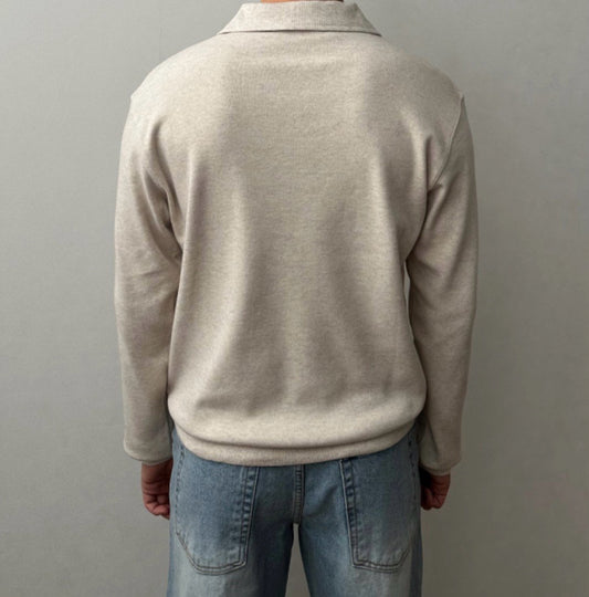 Angora Button Collar Knit Tee