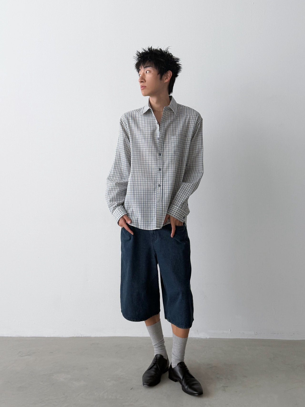 Pigment-Washed Nylon Shirt Jacket