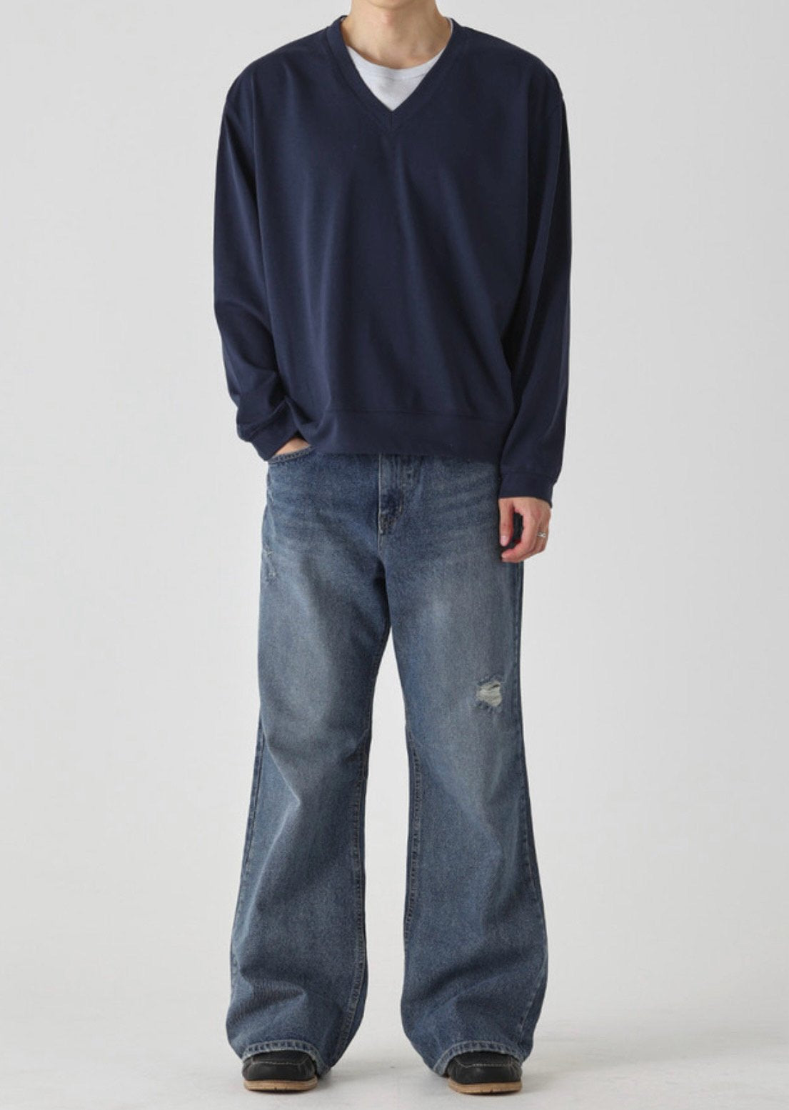 Layered V-Neck Long Sleeve Tee