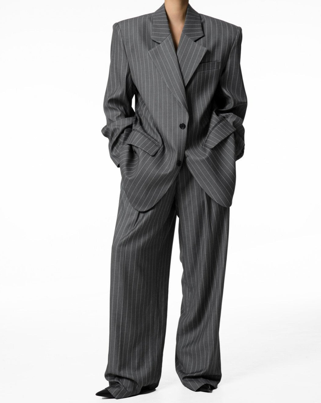 [PAPERMOON] SS / Wide Pin Stripe Set Up Suit Single Blazer