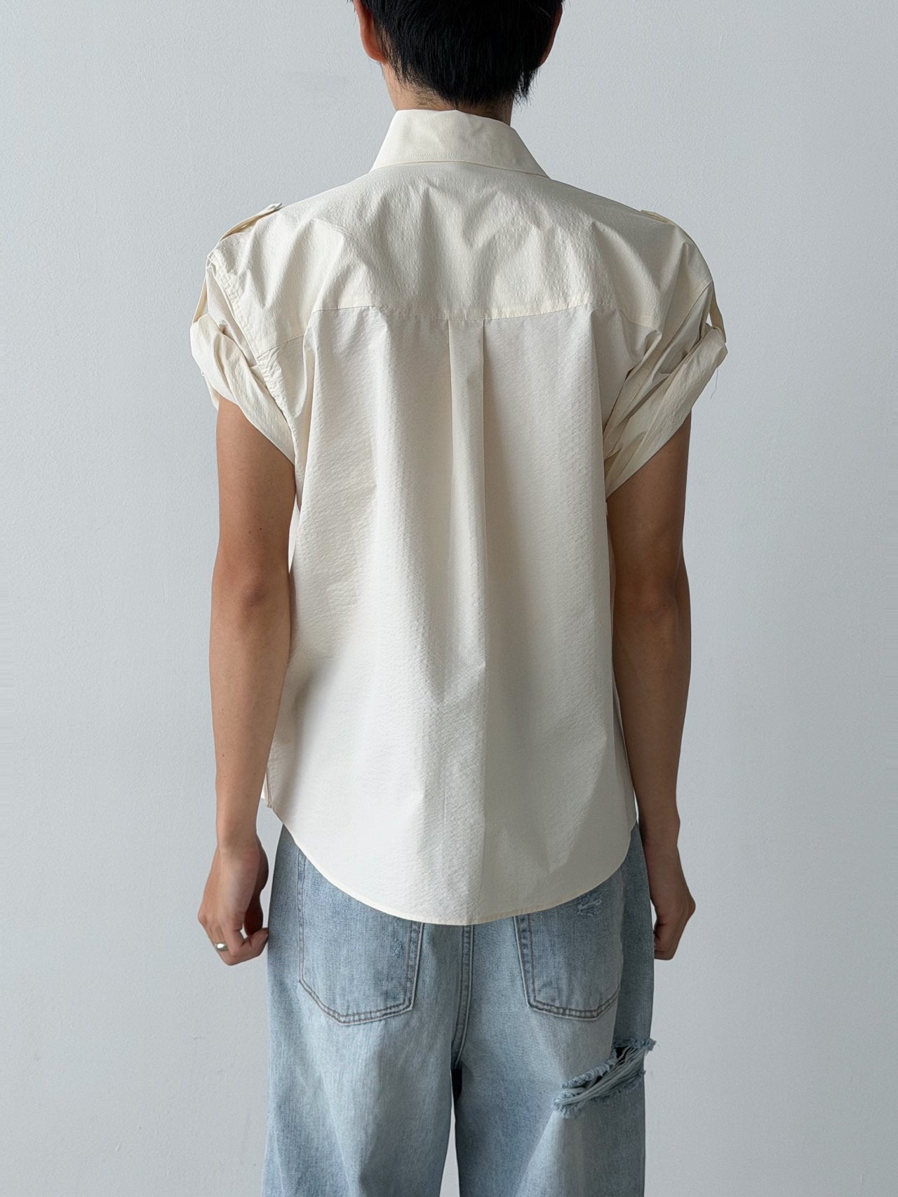 Pigment-Washed Nylon Shirt Jacket
