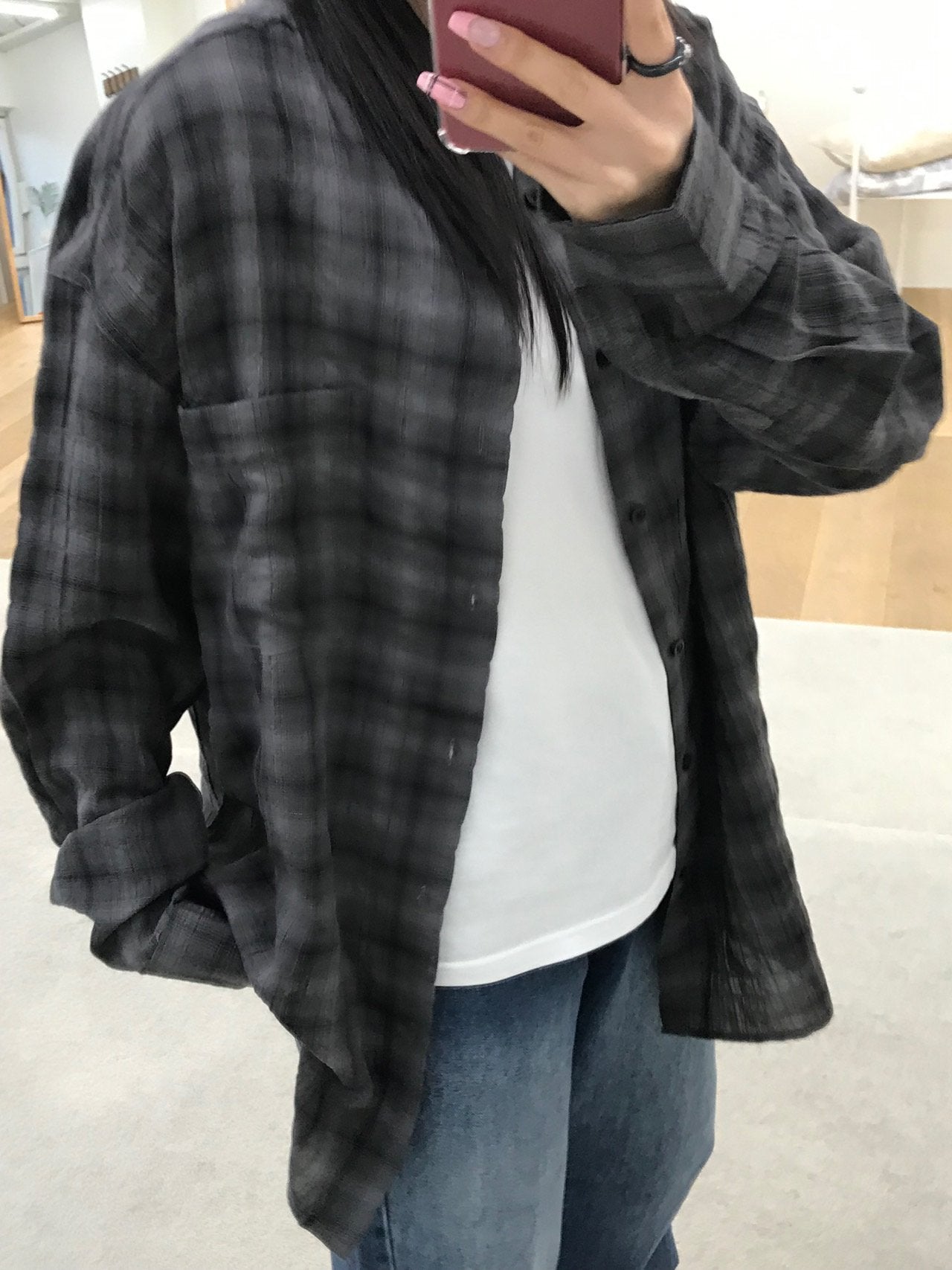 Pigment-Washed Nylon Shirt Jacket