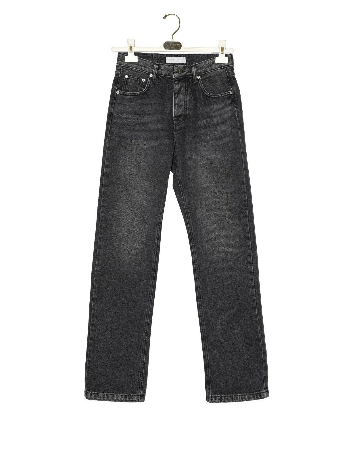 【PAPERMOON ペーパームーン】SS / Back Split Detail Washed Black Straight Denim Jeans