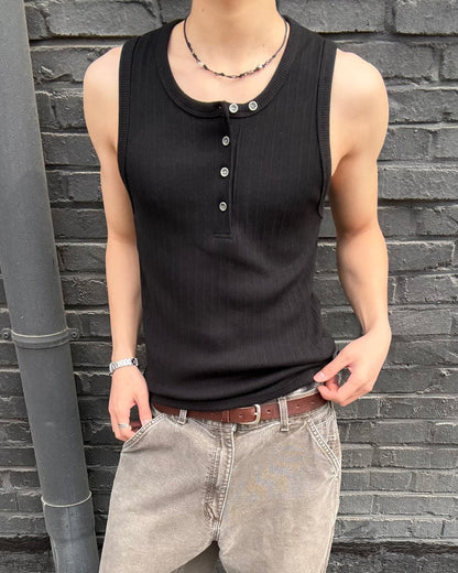 Compact Rib Henley Tank