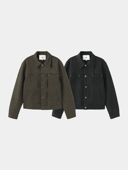 Moss Rivet Leather Trucker Jacket