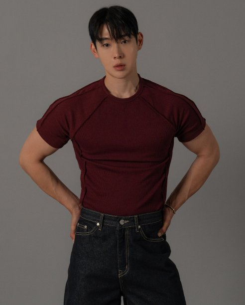 Outside Cut Ribbed Short Sleeve Tee