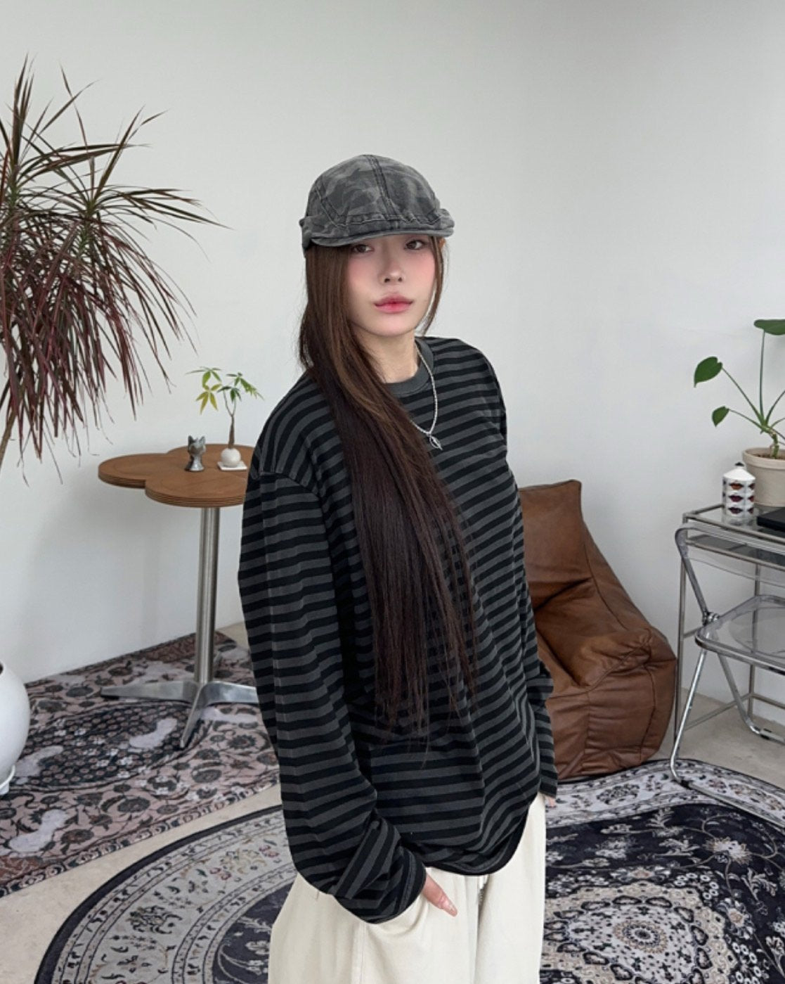 Pigment Stripe Crewneck L/S Tee