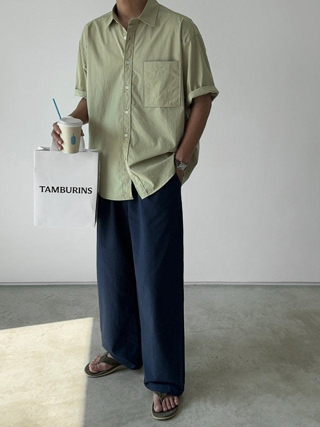 Pigment-Washed Nylon Shirt Jacket