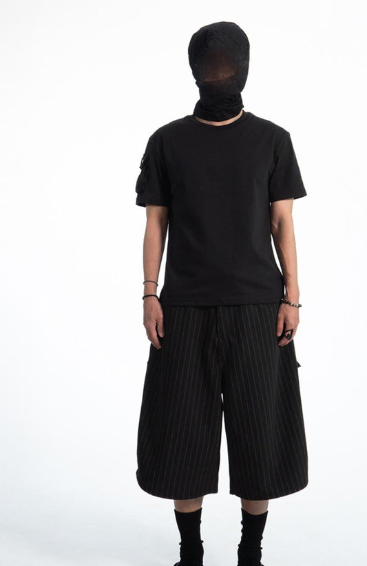 Pinstripe Wide Long Shorts
