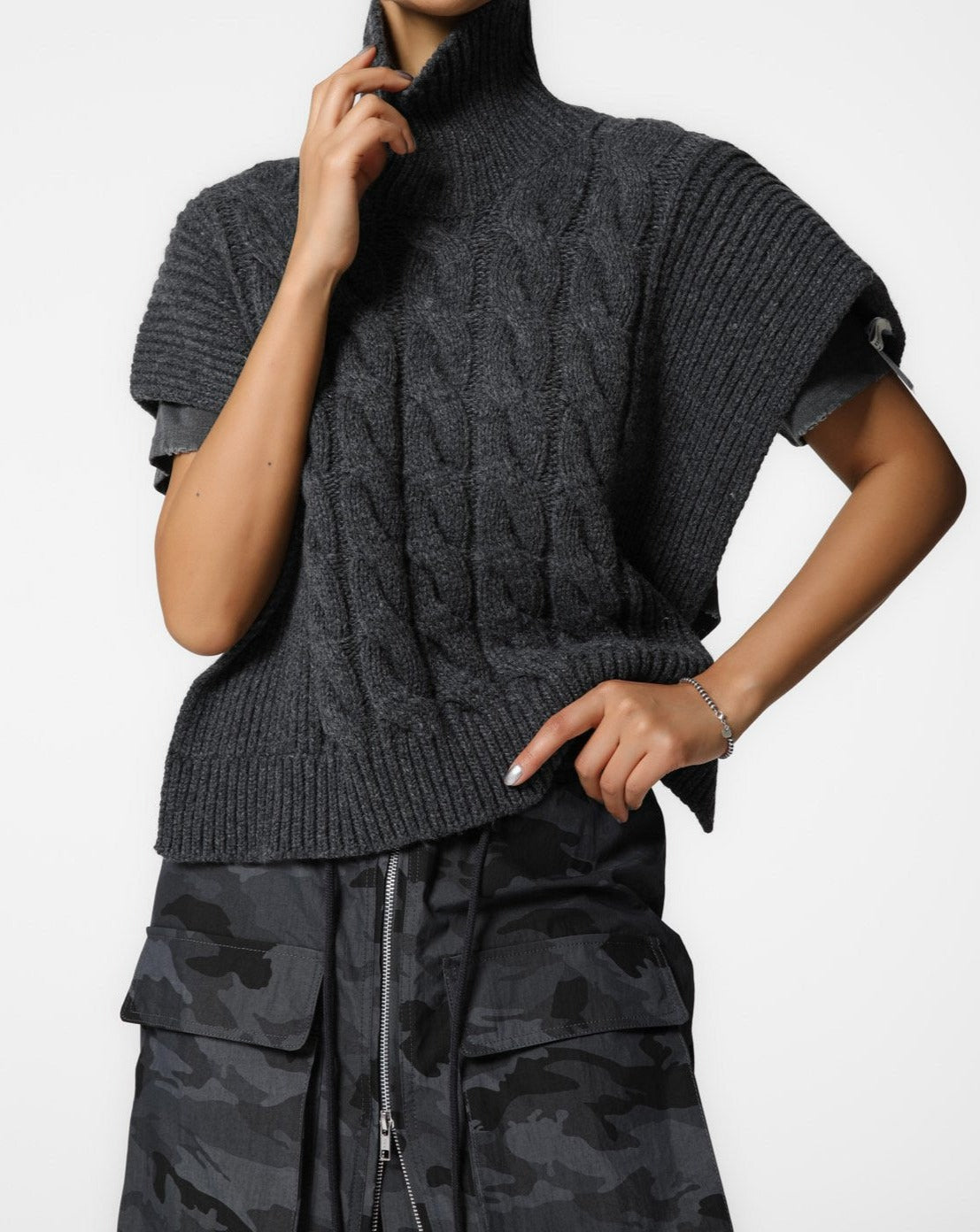 namacheko】Cape-detail open-knit jumper | camillevieraservices.com