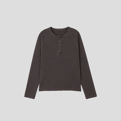 Waffle Pigment Henley Neck Tee
