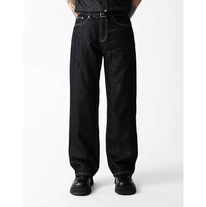 Black Linen Blend Denim Pants