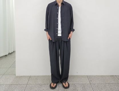 Pigment-Washed Nylon Shirt Jacket
