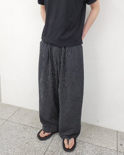 Bulky Fit Stripe Linen Pants