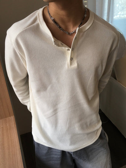 Soft Waffle Henley Long Sleeve