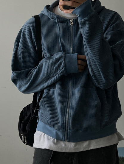 Waffle Hooded Zip-up