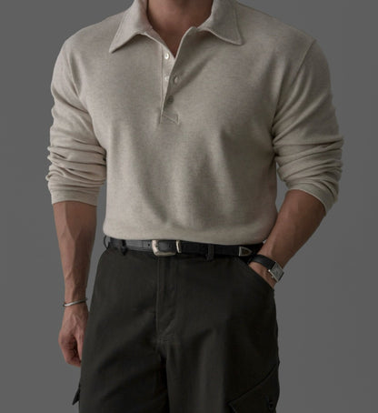Angora Button Collar Henley Knit Tee