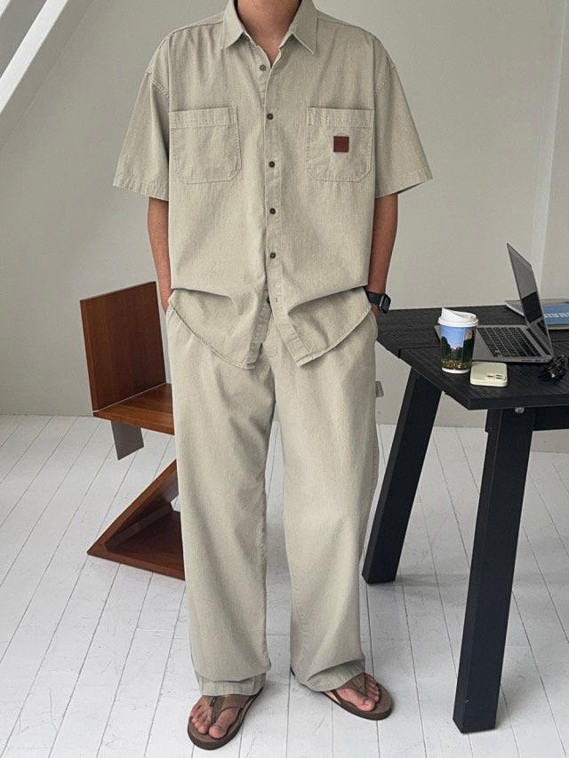 Pigment-Washed Nylon Shirt Jacket