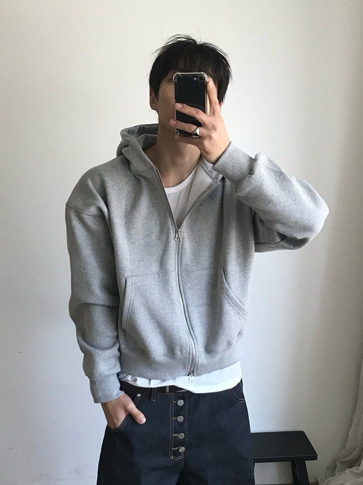 Tone Cropped Fleece Zip Hoodie