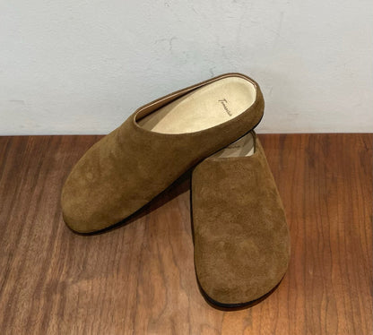 Italian Suede Leather Mule Sandals