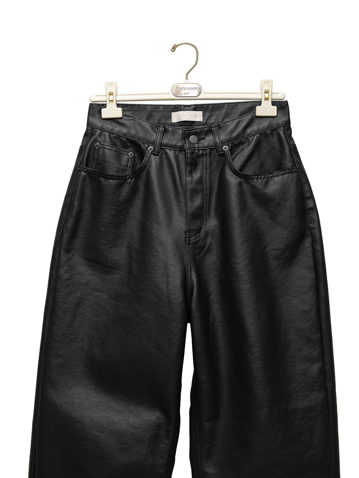 PAPERMOON Oversized Black Coated Denim Jeans