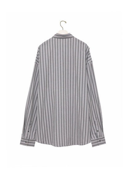 PAPERMOON Oversized Striped Pattern Pocket Button Down Shirt