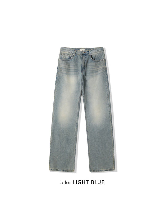 Vintage Wash Wide Denim Pants