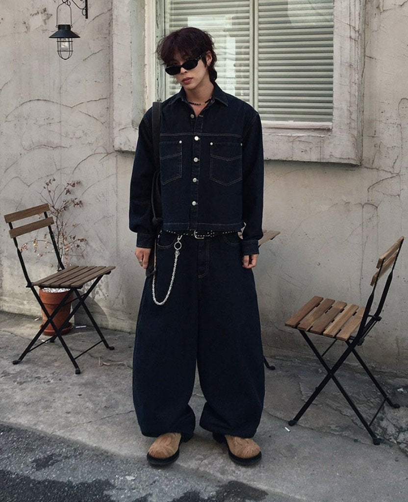 Broad Stripe Denim Set-up