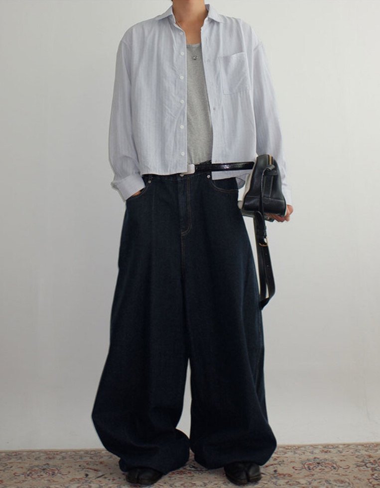 Broad Stripe Denim Set-up