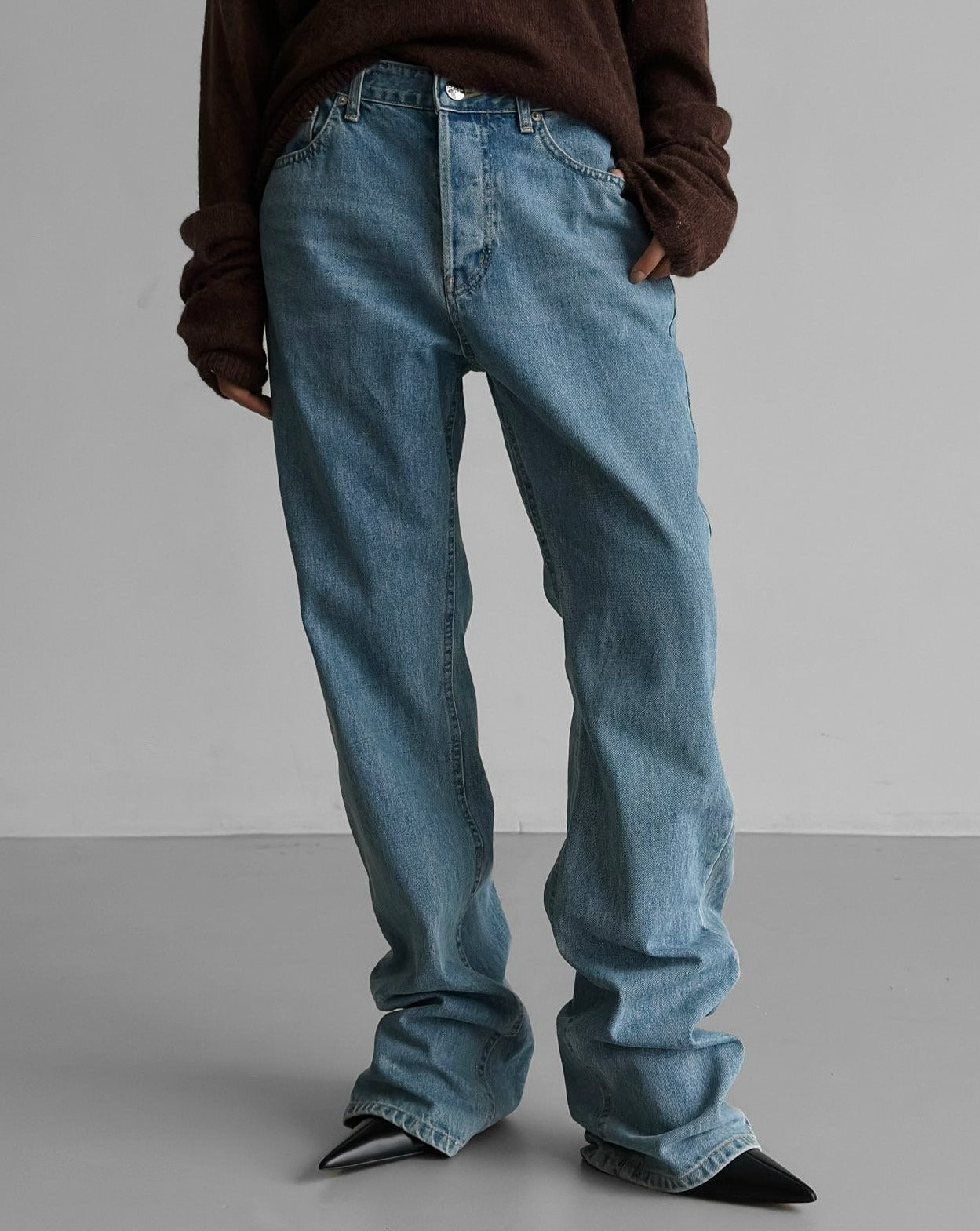 [Ready to ship] [PAPERMOON] AW / Maxi Length Button Fly Boyfriend Jeans