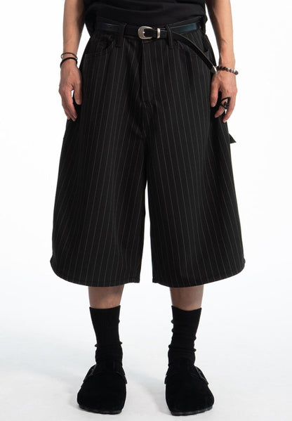 Pinstripe Wide Long Shorts