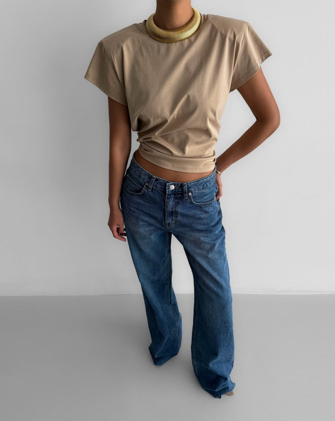 [PAPERMOON] SS / Premium Cotton Classic Slim Padded T - Shirt