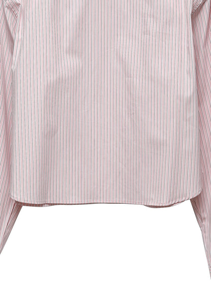 PAPERMOON Striped Pocket Detail Cropped Shirt