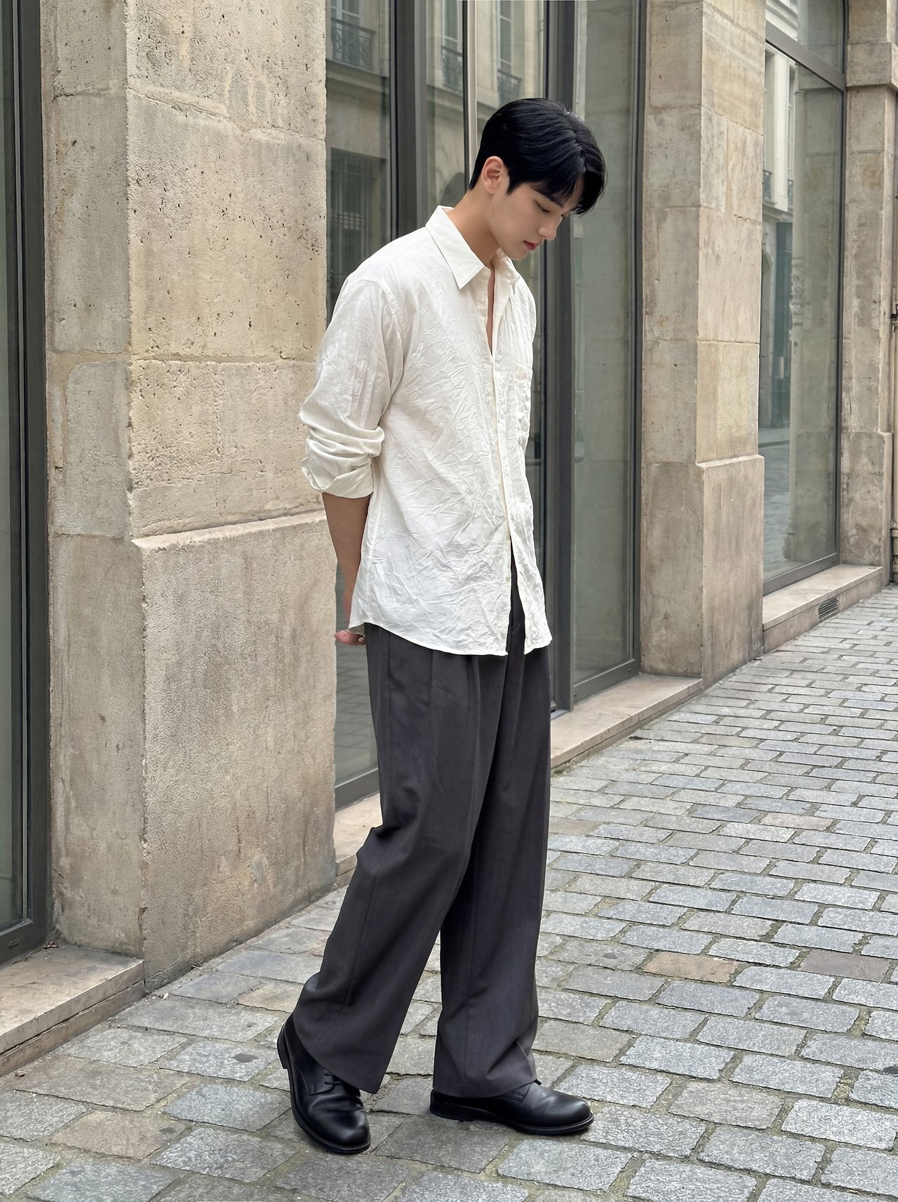 Crinkle Cozy Semi-Wide Shirt