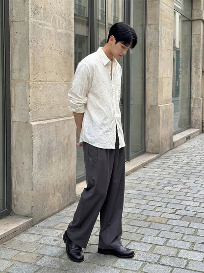 Crinkle Cozy Semi-Wide Shirt