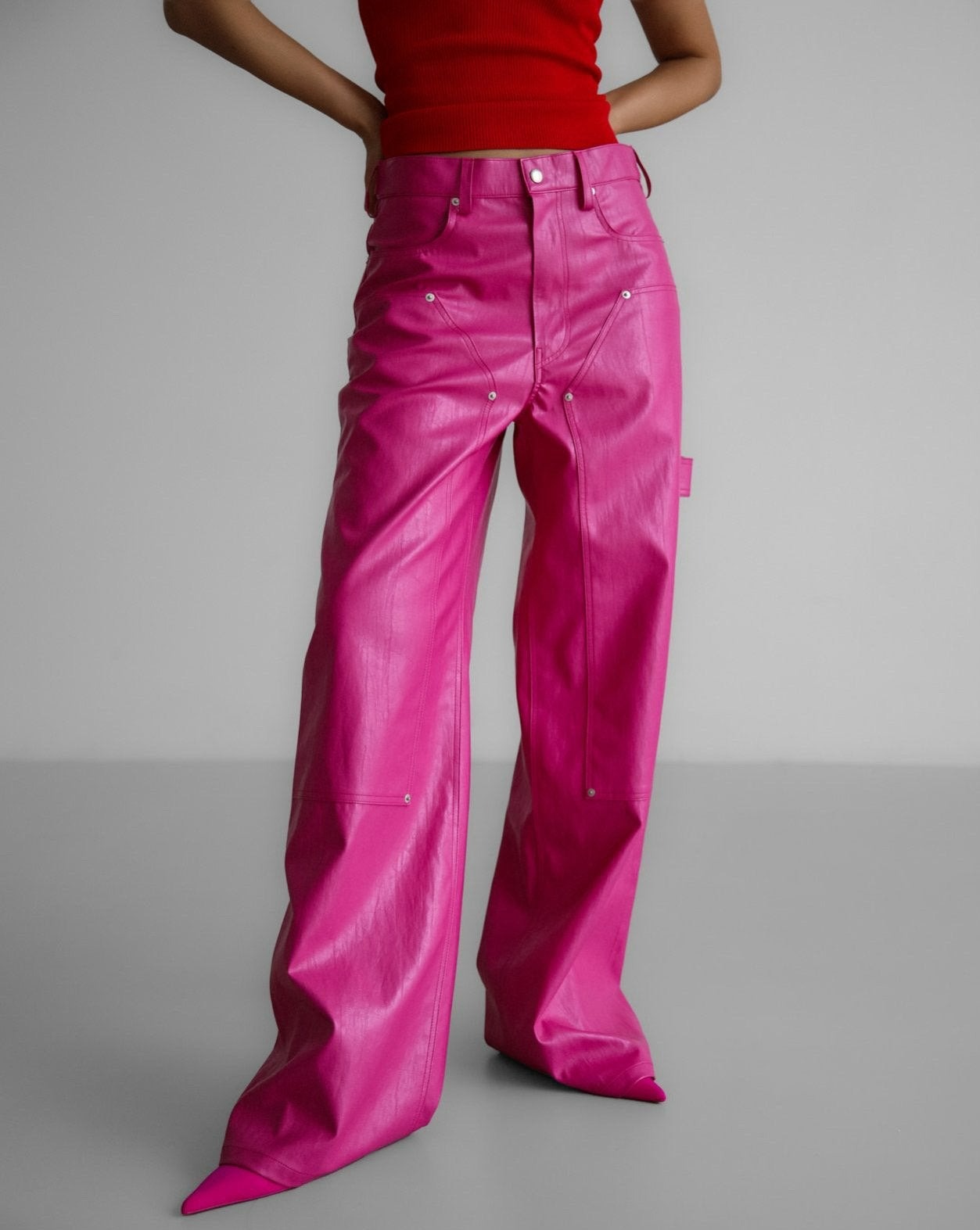【PAPERMOON ペーパームーン】SS / Vivid Vegan Leather Carpenter Trousers