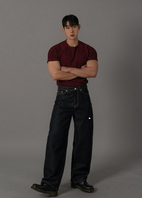 Outside Cut Ribbed Short Sleeve Tee