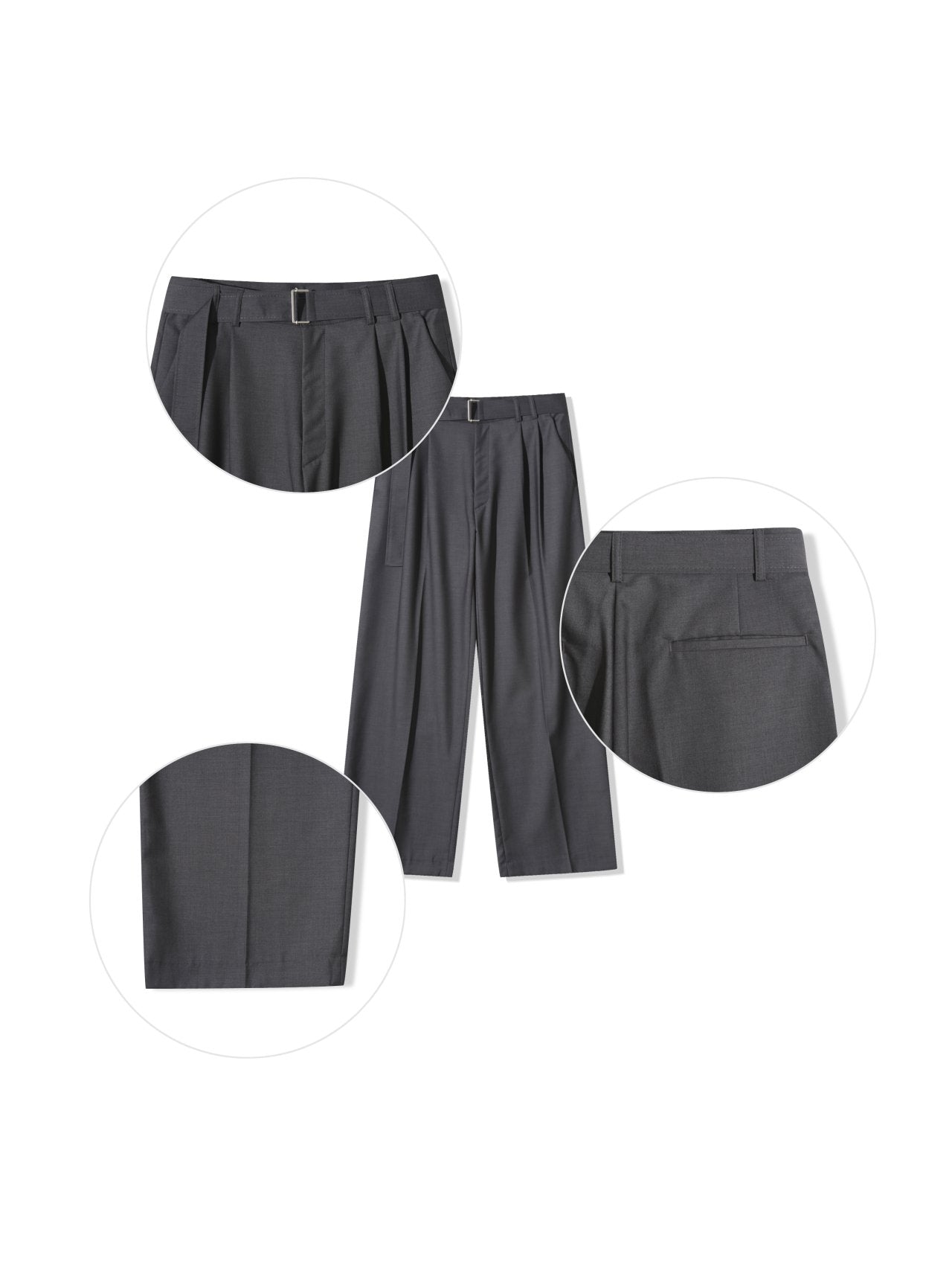 Wide Belted Pleat Slacks