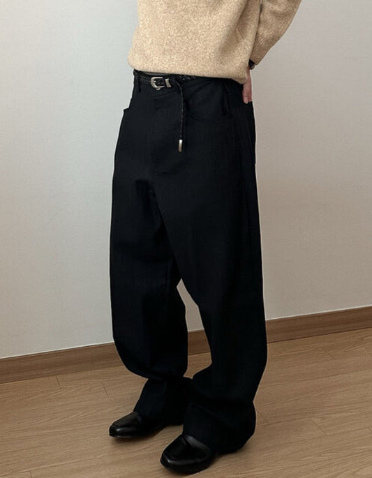 Balloon Stripe Tapered Denim Pants