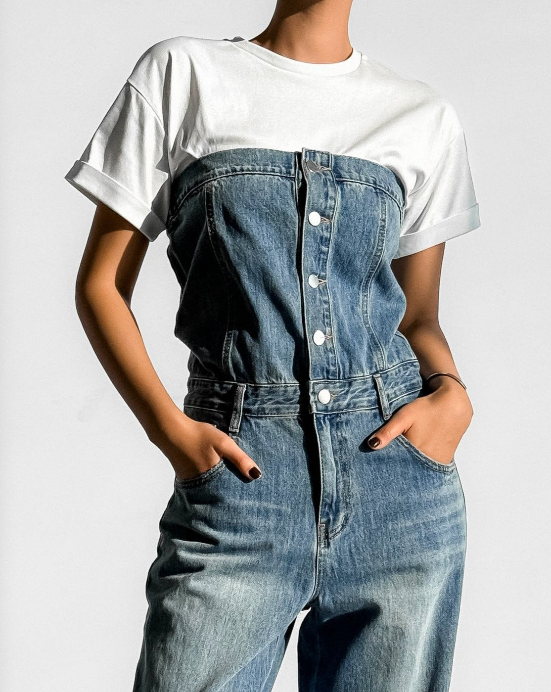 [PAPERMOON] SS / Strapless Blue Denim Jumpsuit