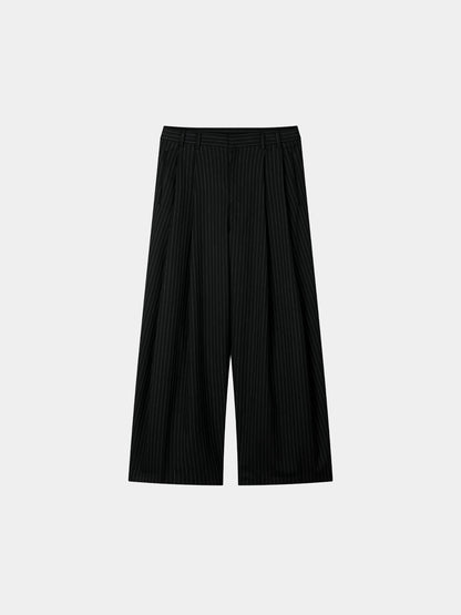 Steady Stripe Wide Pintuck Balloon Slacks