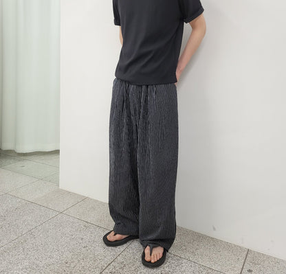 Bulky Fit Stripe Linen Pants