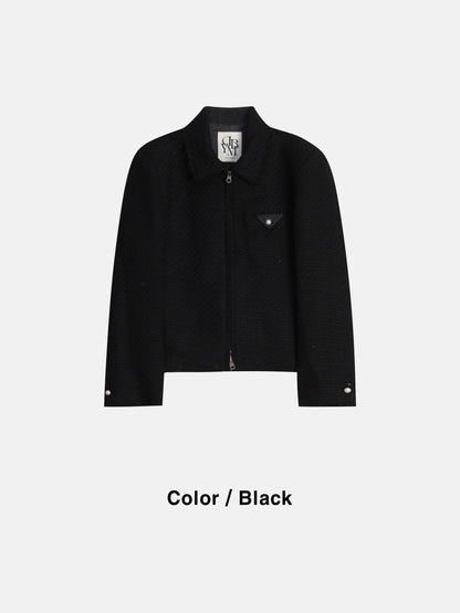 Drape Tweed Cropped Blouson