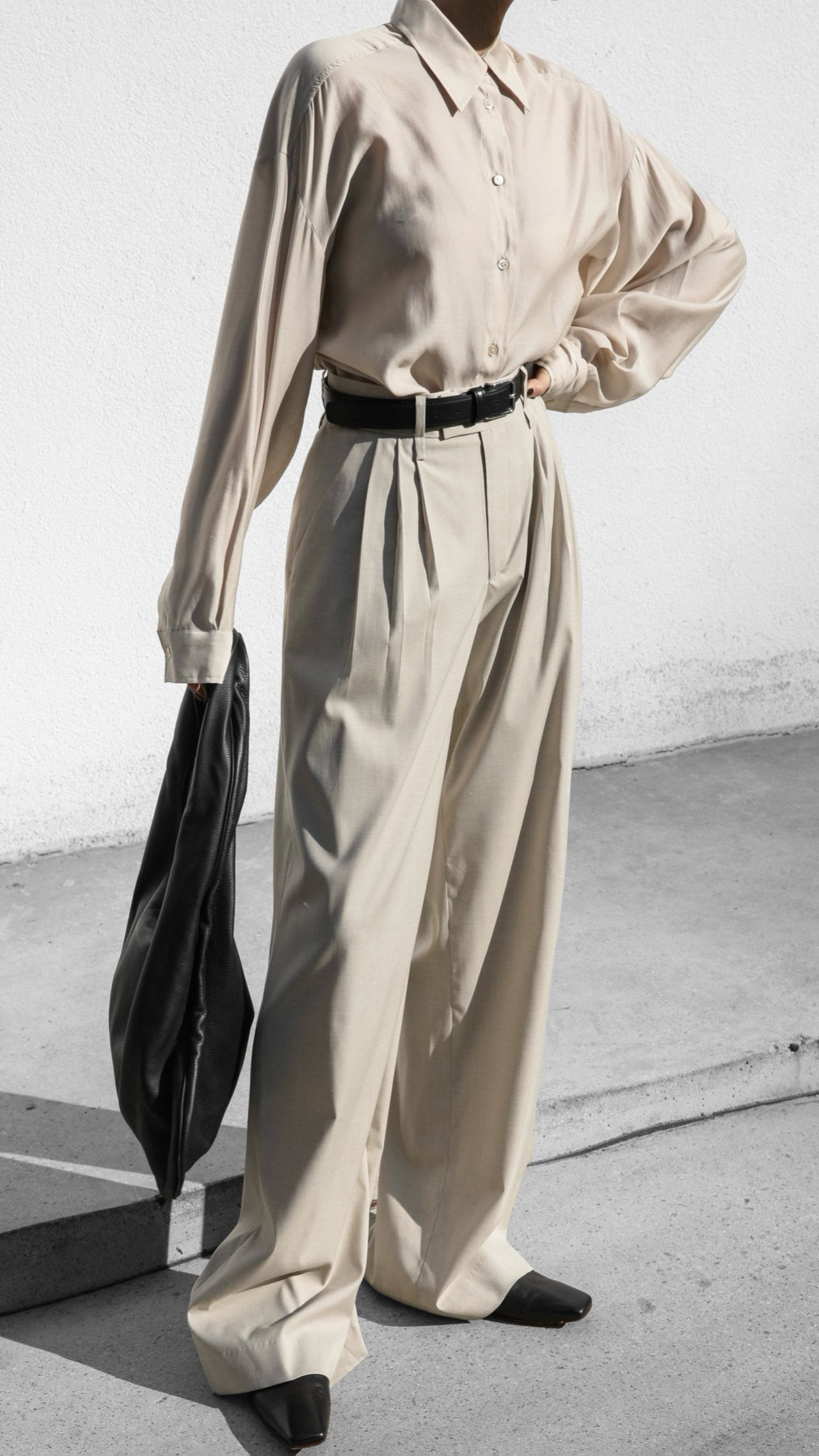 [PAPERMOON] SS / Three Pin - Tuck Detail Wide Trousers