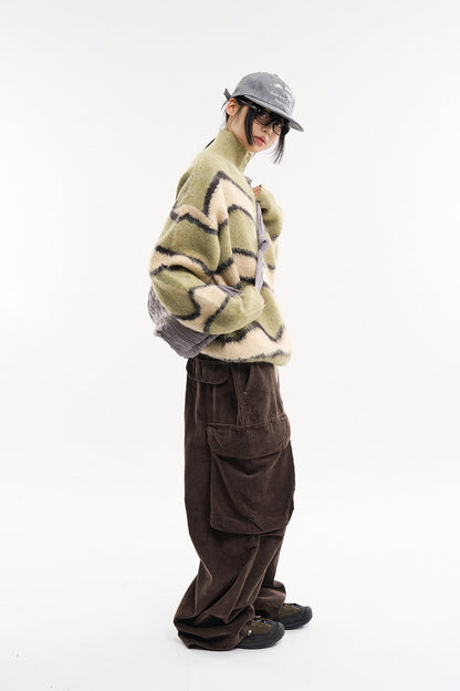 Wave Stripe Zip-Up Knit