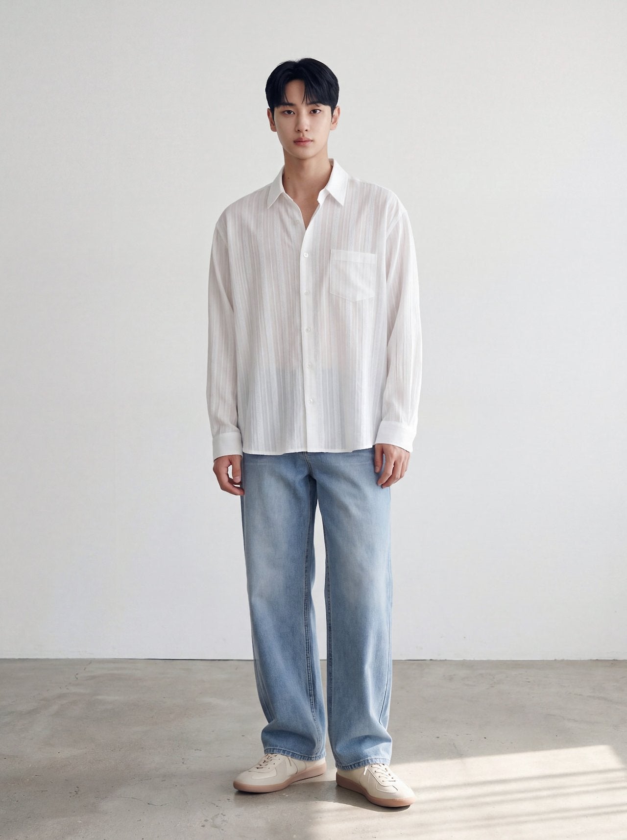 Pigment-Washed Nylon Shirt Jacket