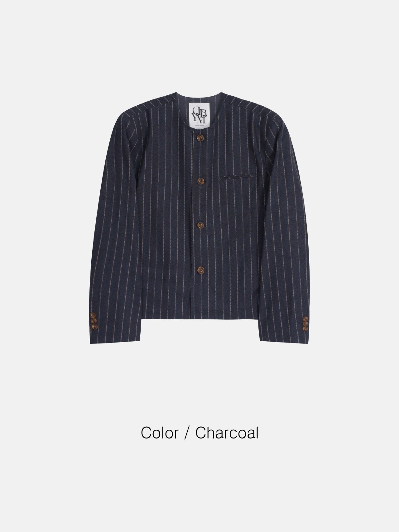 Minimal Stripe Collarless Jacket