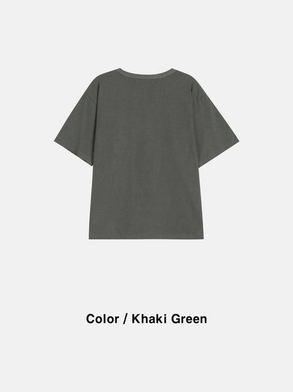 Washed Deep Crop U-Neck Tee